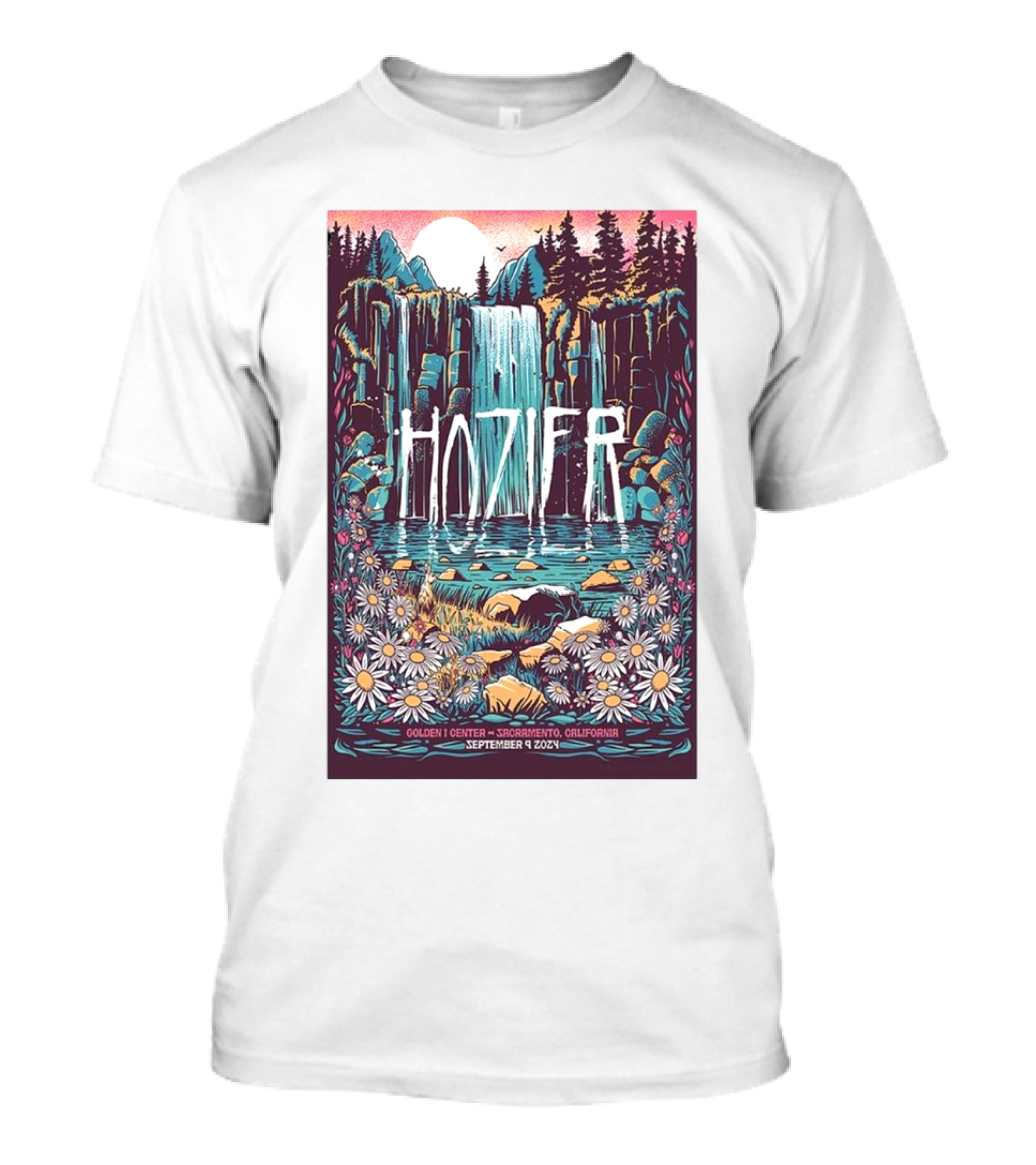 Hozier Golden 1 Center Sacramento California September 9 2024 Waterfall Forest T-Shirt