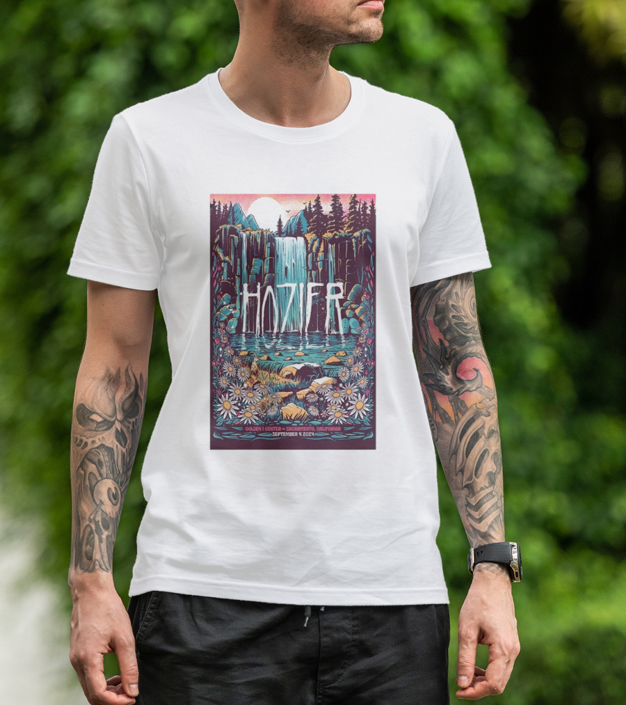 Hozier Golden 1 Center Sacramento California September 9 2024 Waterfall Forest T-Shirt