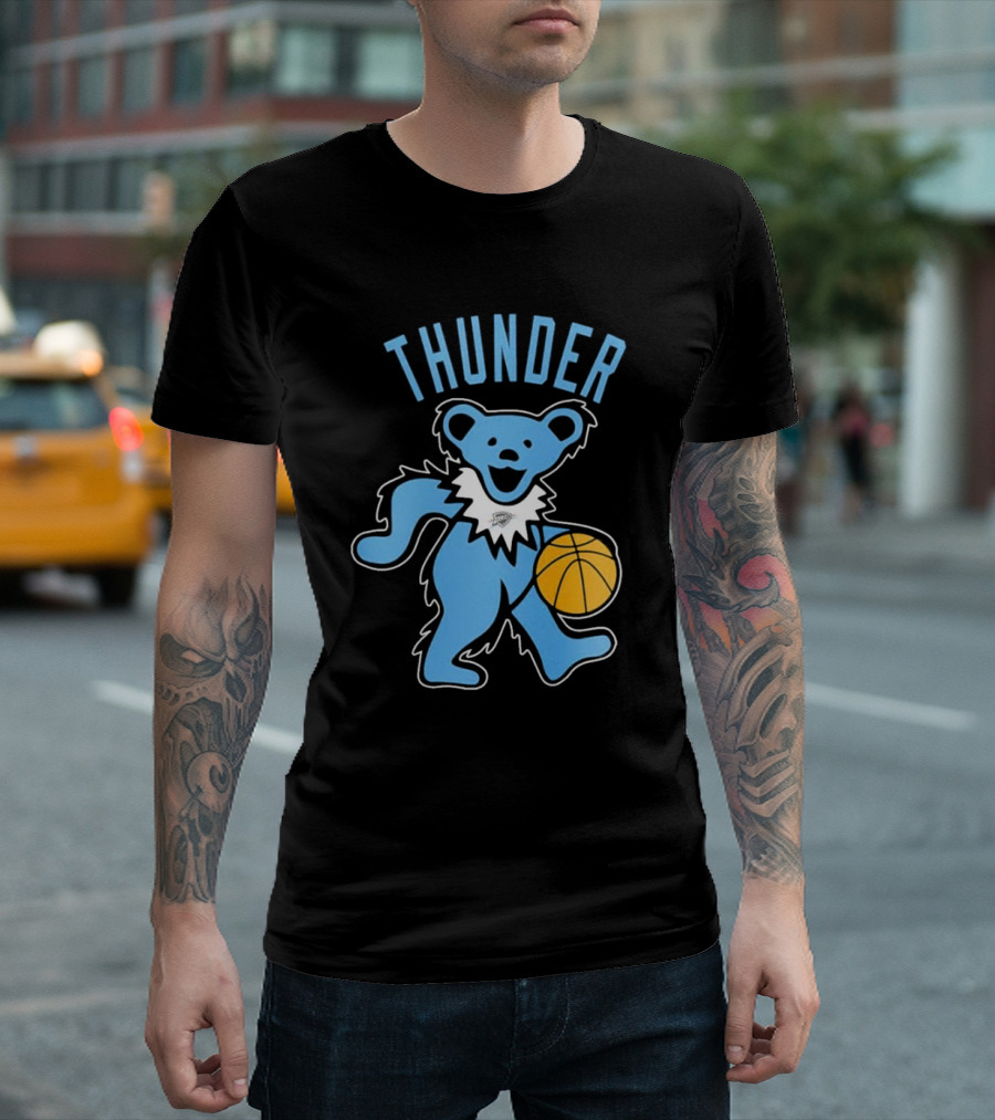 Oklahoma City Thunder Grateful Dead Dancing Bear Basketball T-Shirt
