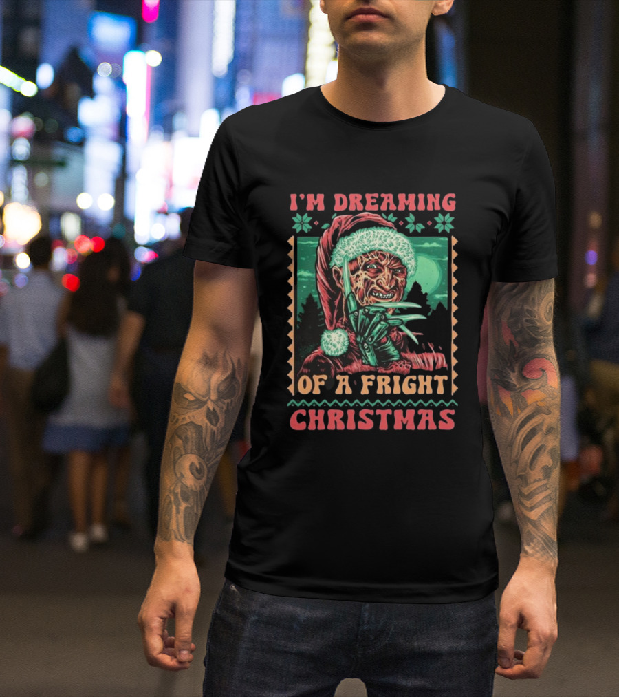 I’m Dreaming Of A Fright Christmas Santa Horror Claws Moon Holiday Scary Night T-Shirt