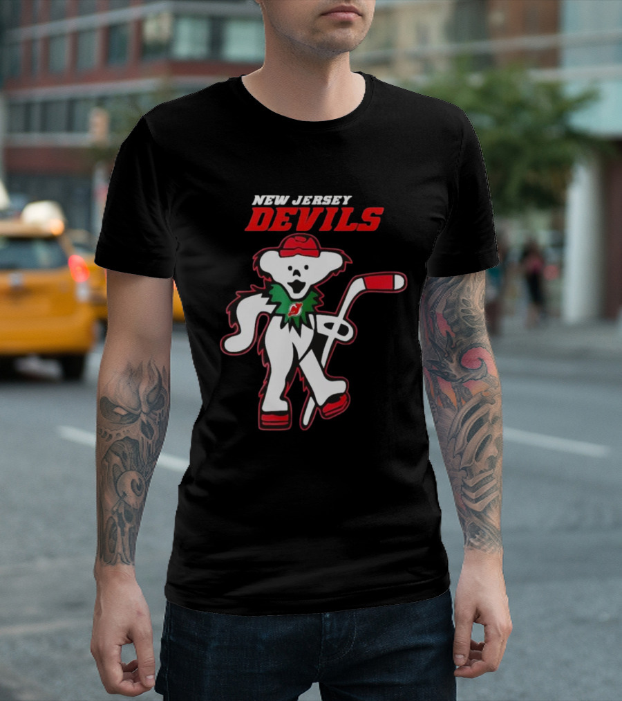 New Jersey Devils Hockey Grateful Dead Bear T-Shirt