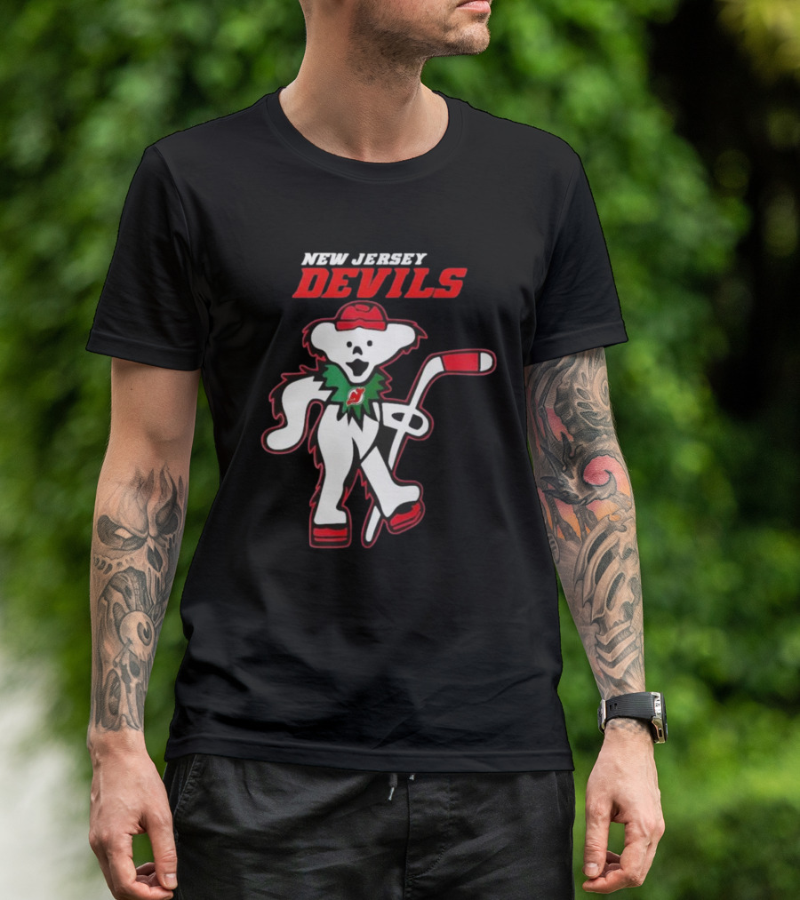 New Jersey Devils Hockey Grateful Dead Bear T-Shirt