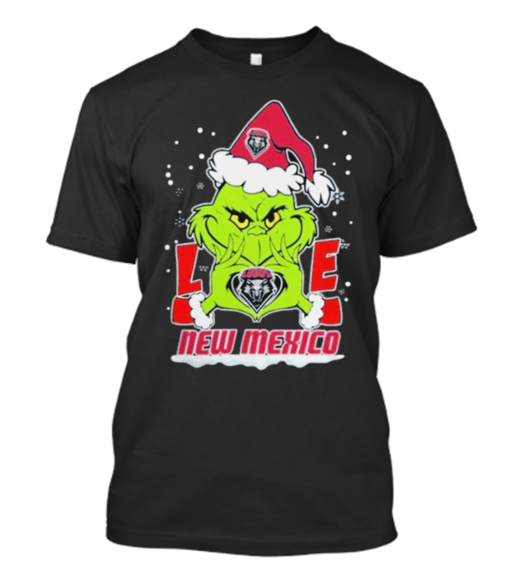 Grinch Love New Mexico Lobos 2024 Christmas Football T-Shirt