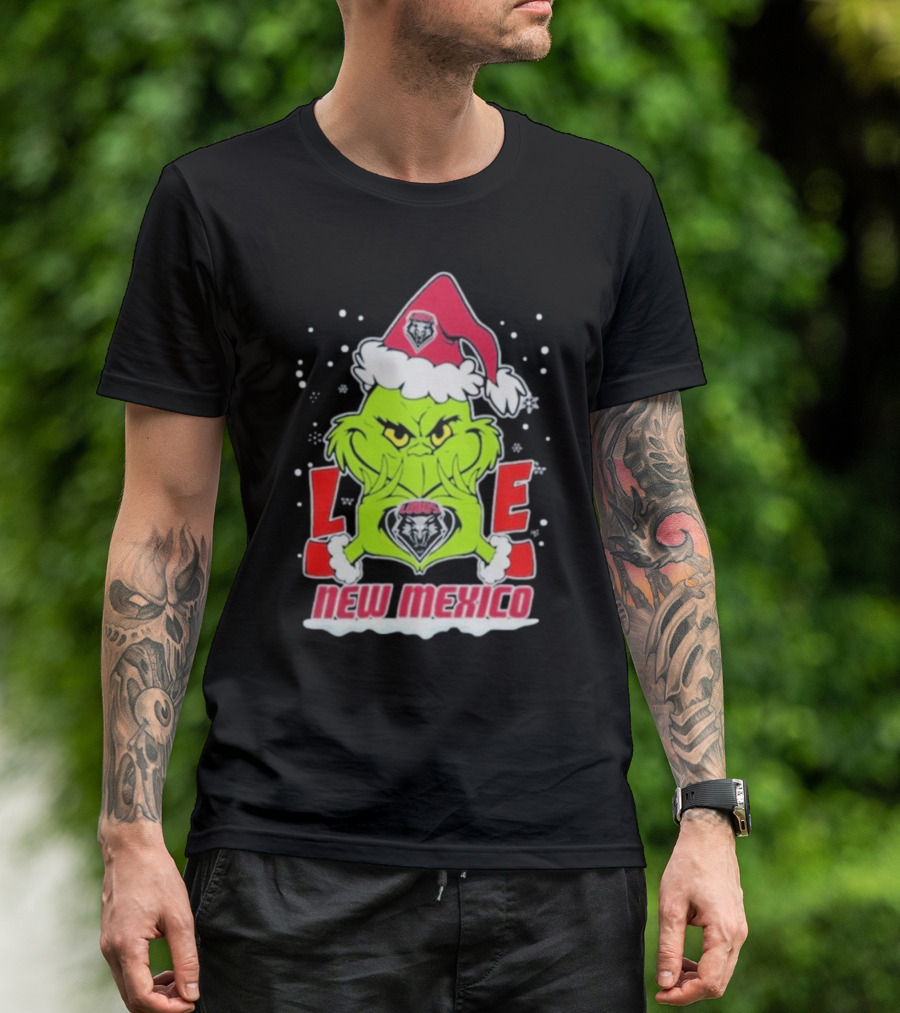 Grinch Love New Mexico Lobos 2024 Christmas Football T-Shirt