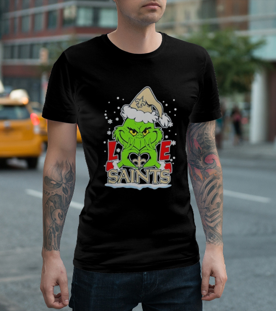 The Grinch Love Saints Christmas 2024 New Orleans Football T-Shirt