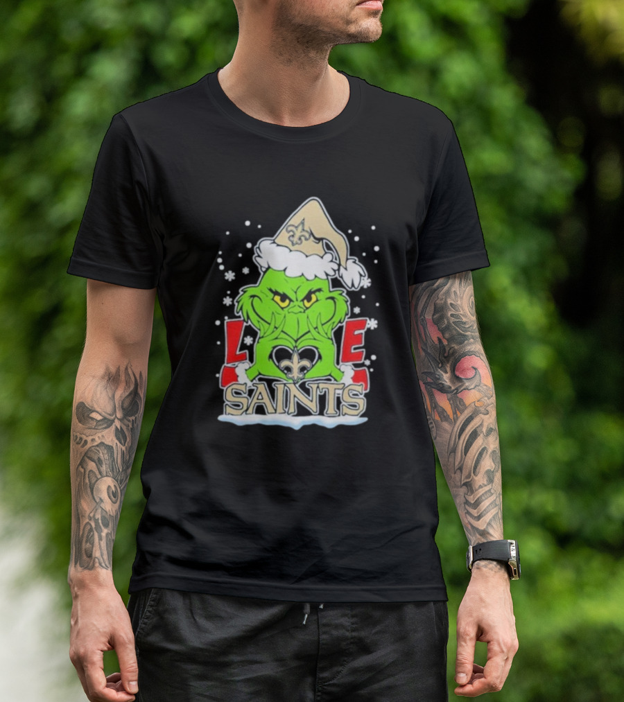 The Grinch Love Saints Christmas 2024 New Orleans Football T-Shirt