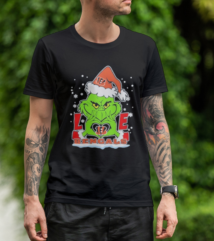 Grinch Love Cincinnati Bengals Christmas Football T-Shirt