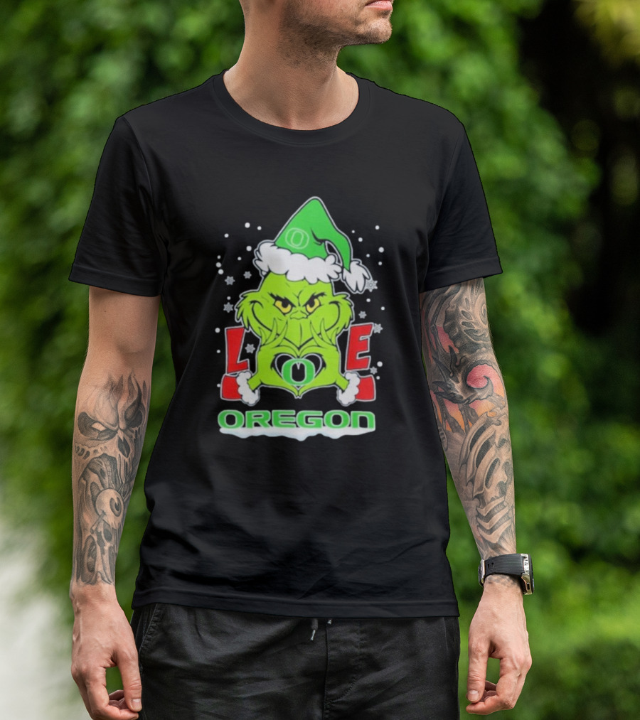 The Grinch Oregon Ducks Love Christmas 2024 Football T-Shirt