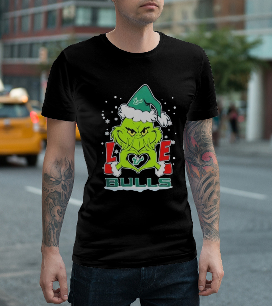 The Grinch Love Bulls South Florida 2024 Christmas Football T-Shirt