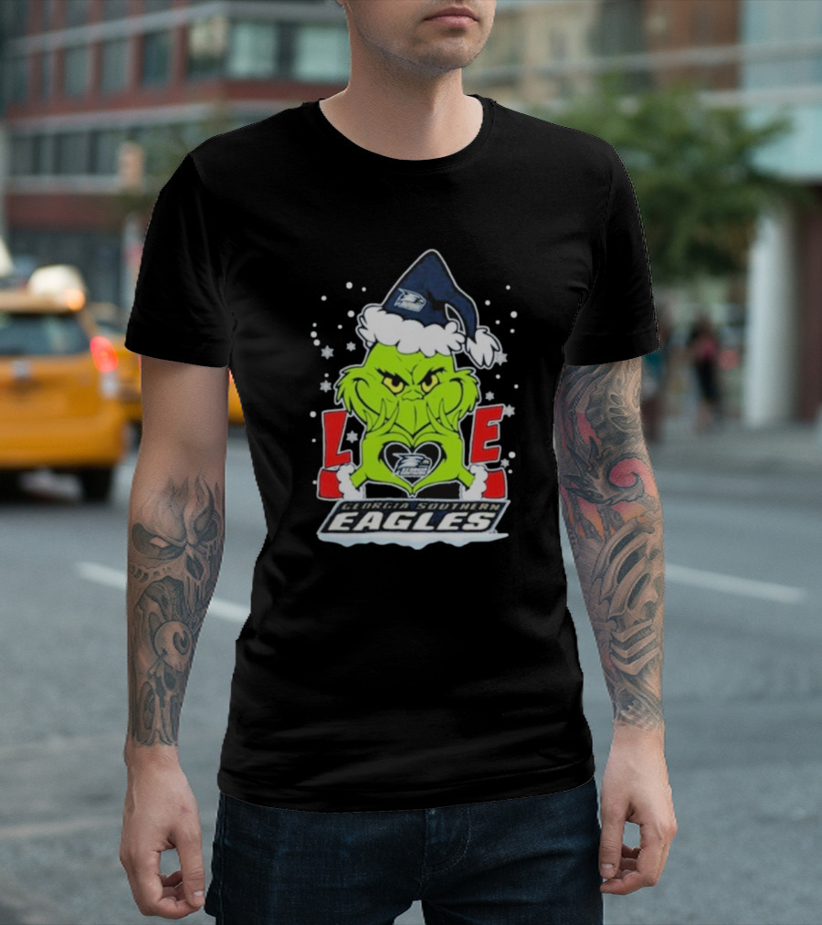 The Grinch Love Georgia Southern Eagles Christmas 2024 Football T-Shirt