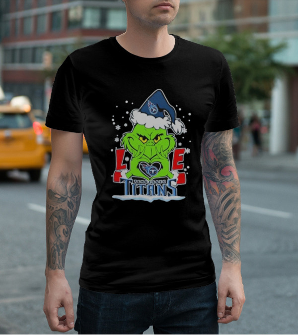 Grinch Love Tennessee Titans Football Christmas T-Shirt