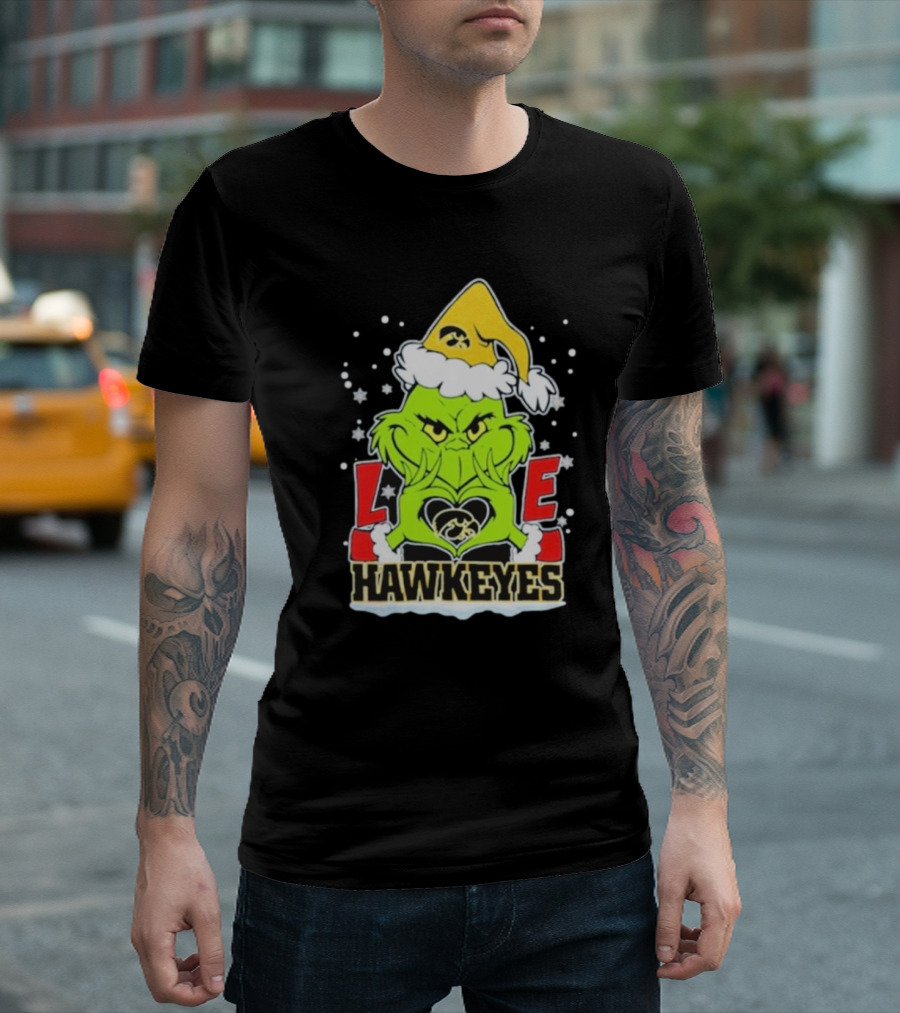 Grinch Love Hawkeyes Christmas Iowa Hawkeyes Football T-Shirt