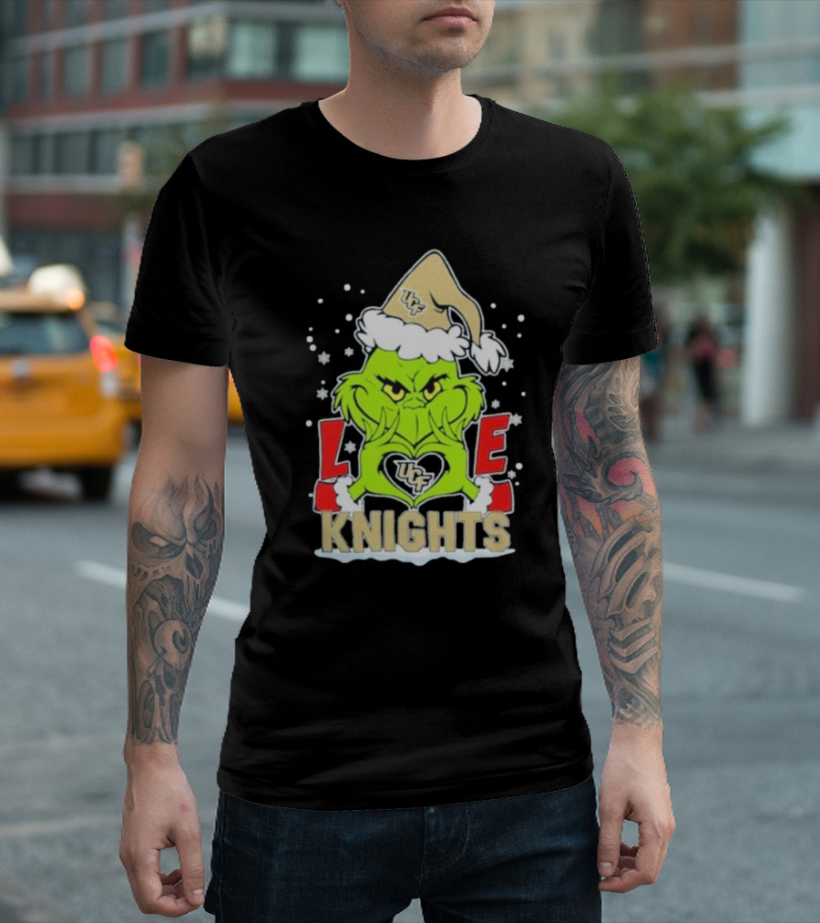 Grinch Love UCF Knights Christmas Football T-Shirt