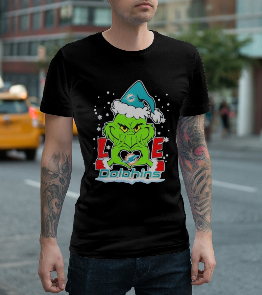 Grinch Love Miami Dolphins Christmas 2024 Football T-Shirt