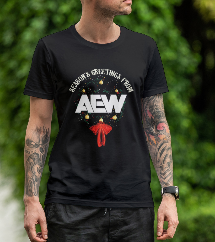 Season’s Greetings From AEW Christmas 2024 Red Bow T-Shirt