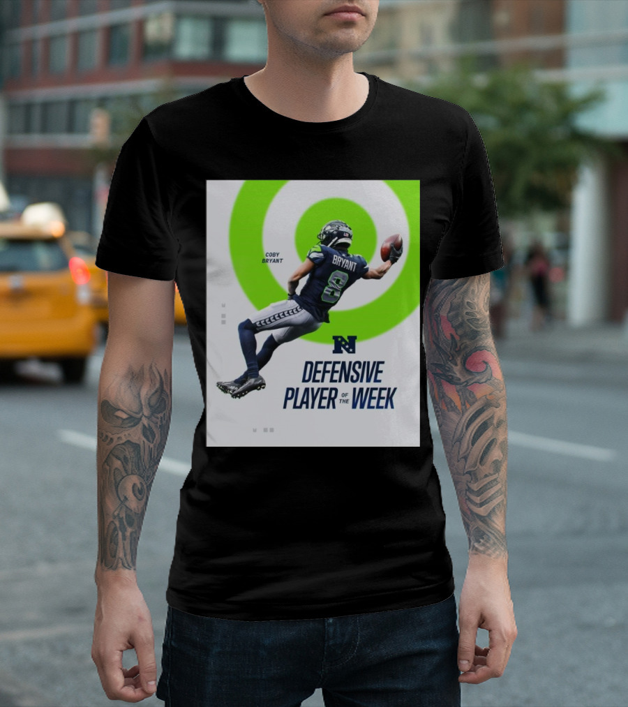 Seattle Seahawks Coby Bryant Defensive Player Of The Week Acrobatic Catch Action T-Shirt