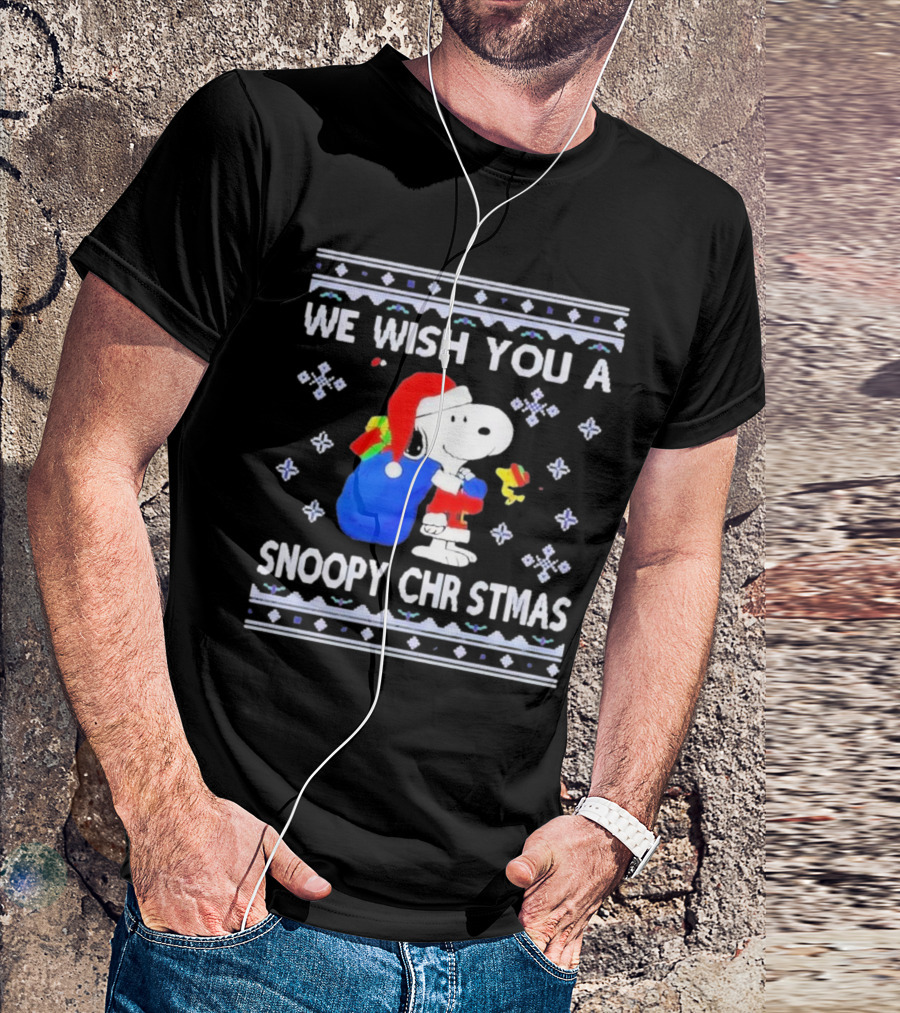 We Wish You A Snoopy Christmas Santa Hat And Gifts Peanuts Holiday T-Shirt