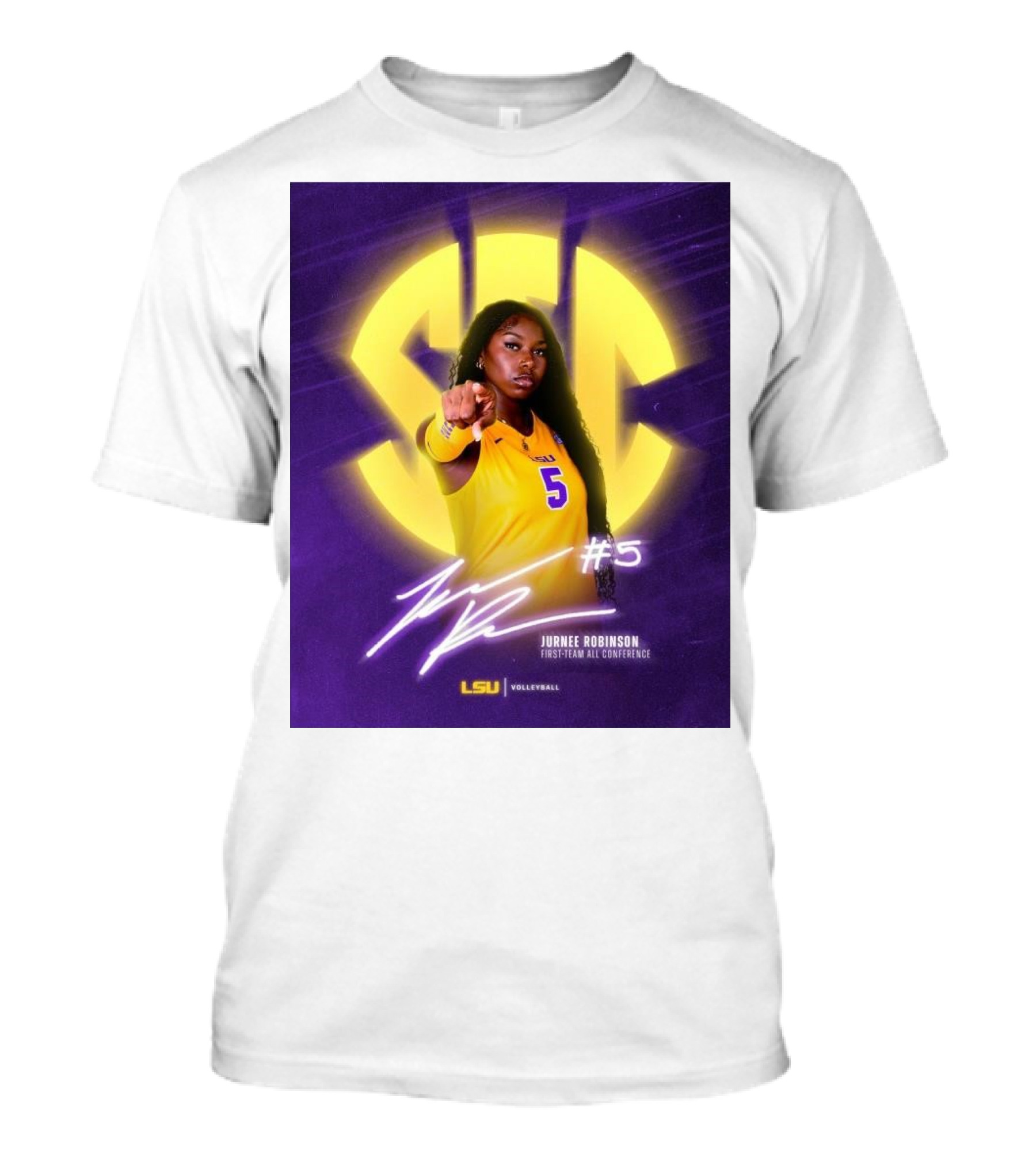 LSU Volleyball Jurnee Robinson #5 SEC First Team All Conference Signature T-Shirt