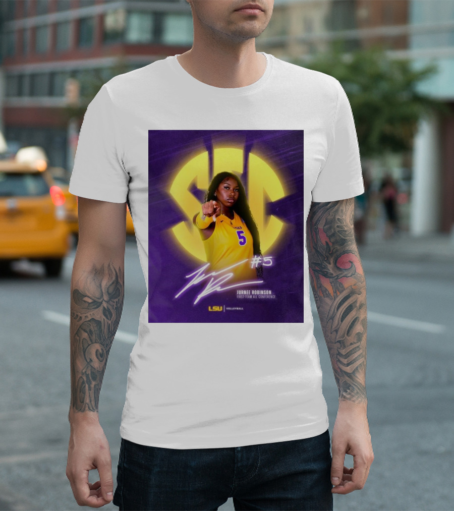LSU Volleyball Jurnee Robinson #5 SEC First Team All Conference Signature T-Shirt