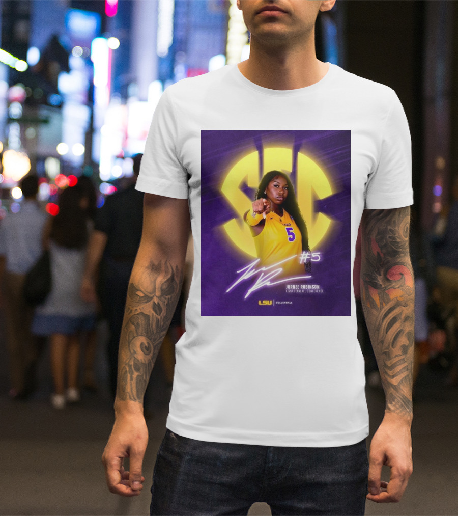 LSU Volleyball Jurnee Robinson #5 SEC First Team All Conference Signature T-Shirt