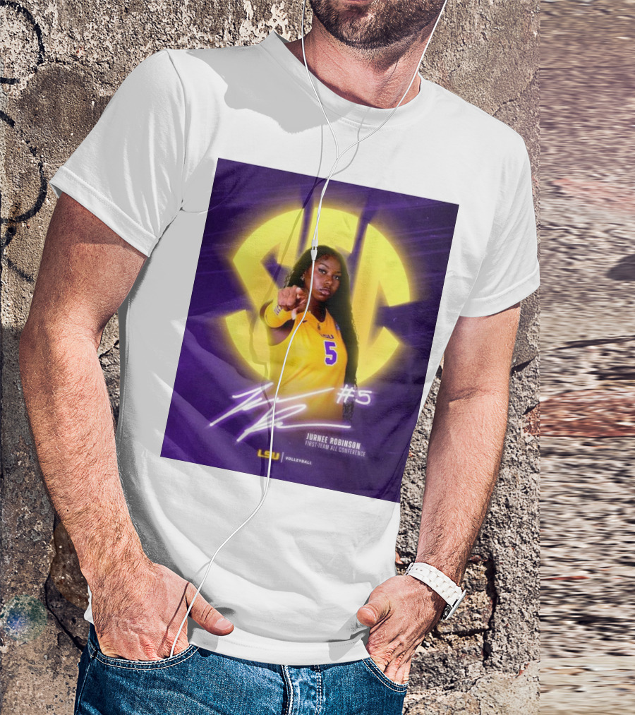 LSU Volleyball Jurnee Robinson #5 SEC First Team All Conference Signature T-Shirt