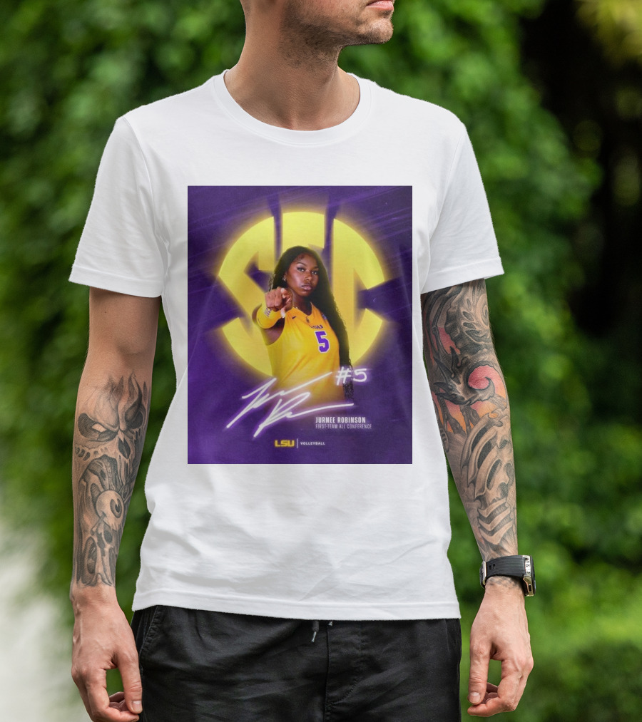 LSU Volleyball Jurnee Robinson #5 SEC First Team All Conference Signature T-Shirt