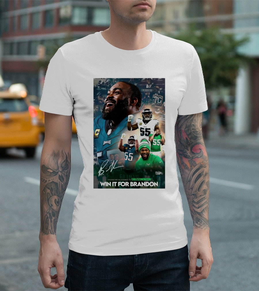 Philadelphia Eagles Win It For Brandon Graham Signature I Pledge My Allegiance to Eagleszonenation T-Shirt