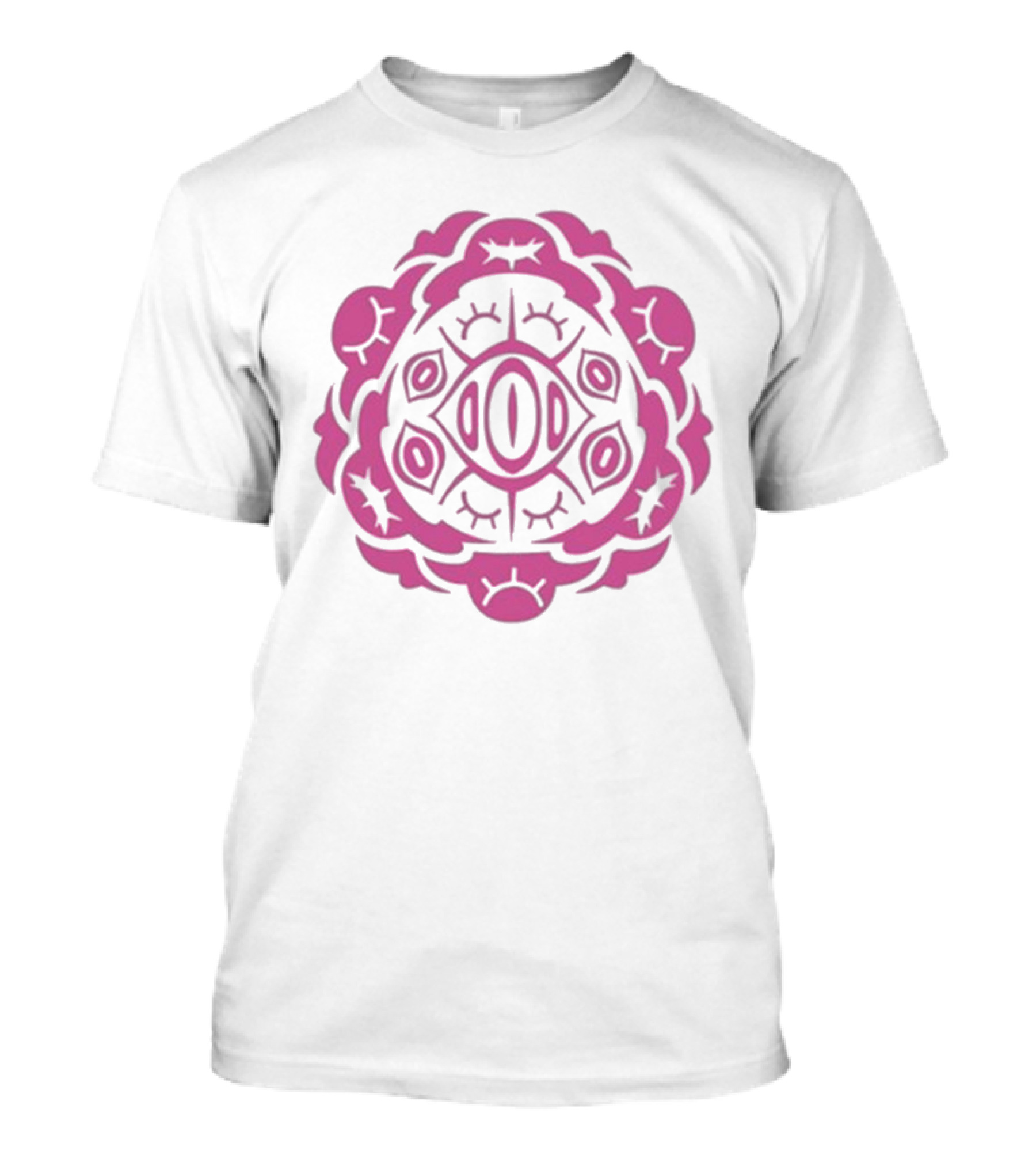 Shark Robot Sloth 2024 Pink Symmetrical Pattern With Eyes And Eyelashes T-Shirt