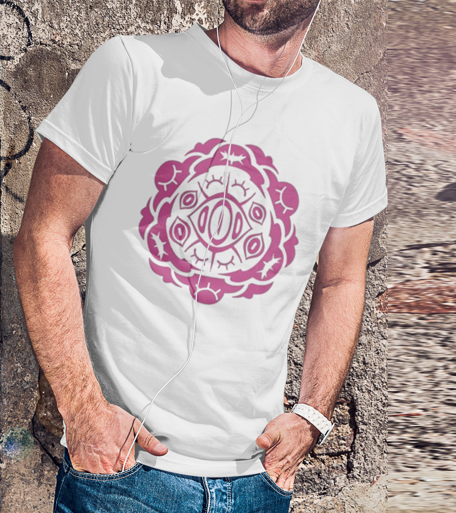Shark Robot Sloth 2024 Pink Symmetrical Pattern With Eyes And Eyelashes T-Shirt