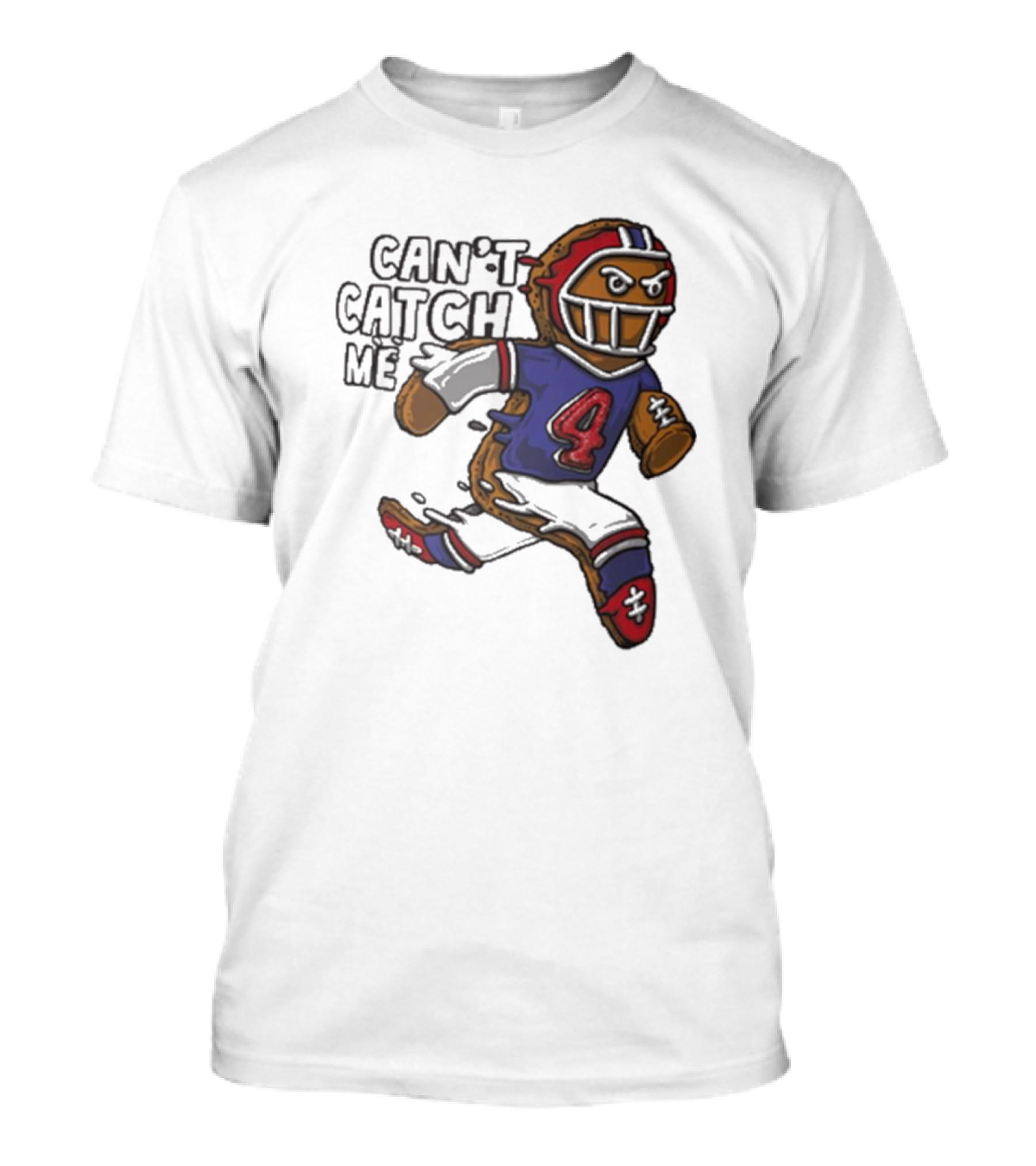 Buffalo Bills Can't Catch Me Gingerbread Christmas Football Player T-Shirt