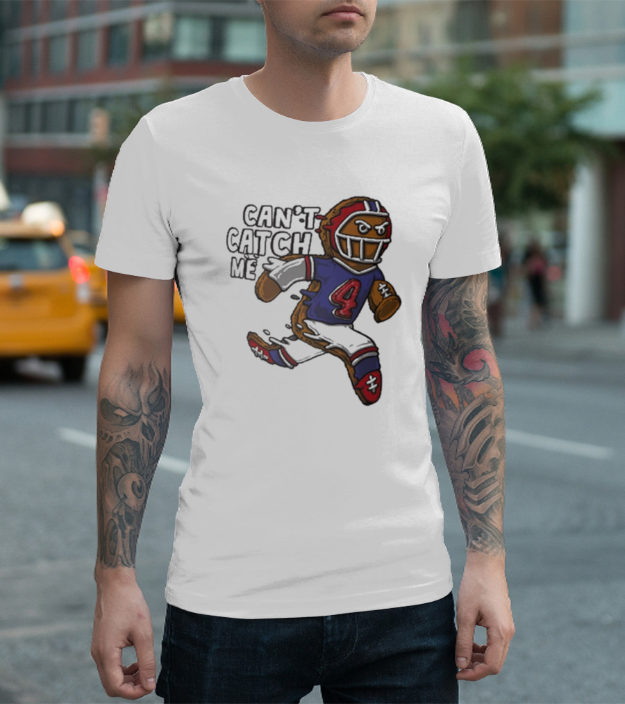 Buffalo Bills Can't Catch Me Gingerbread Christmas Football Player T-Shirt