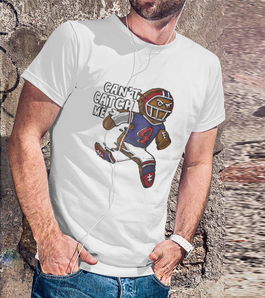 Buffalo Bills Can't Catch Me Gingerbread Christmas Football Player T-Shirt