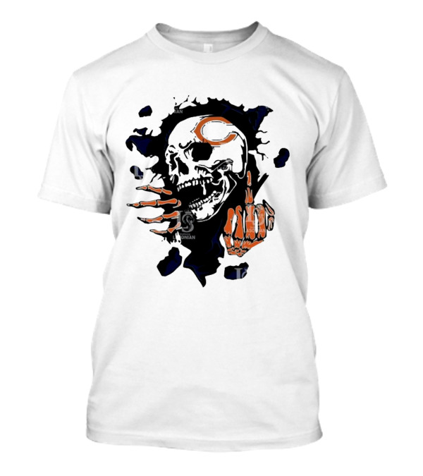 Chicago Bears Skull Middle Finger Logo T-Shirt