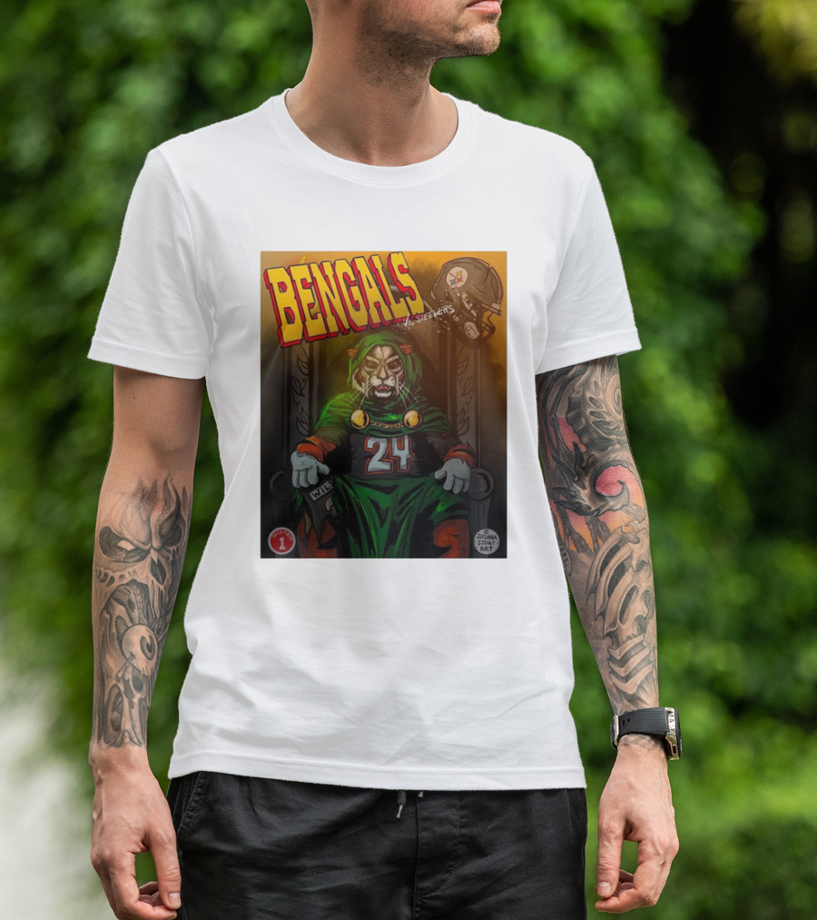Bengals Vs Steelers December 1 2024 Joshua Stout Art Number 24 NFL Rivalry T-Shirt