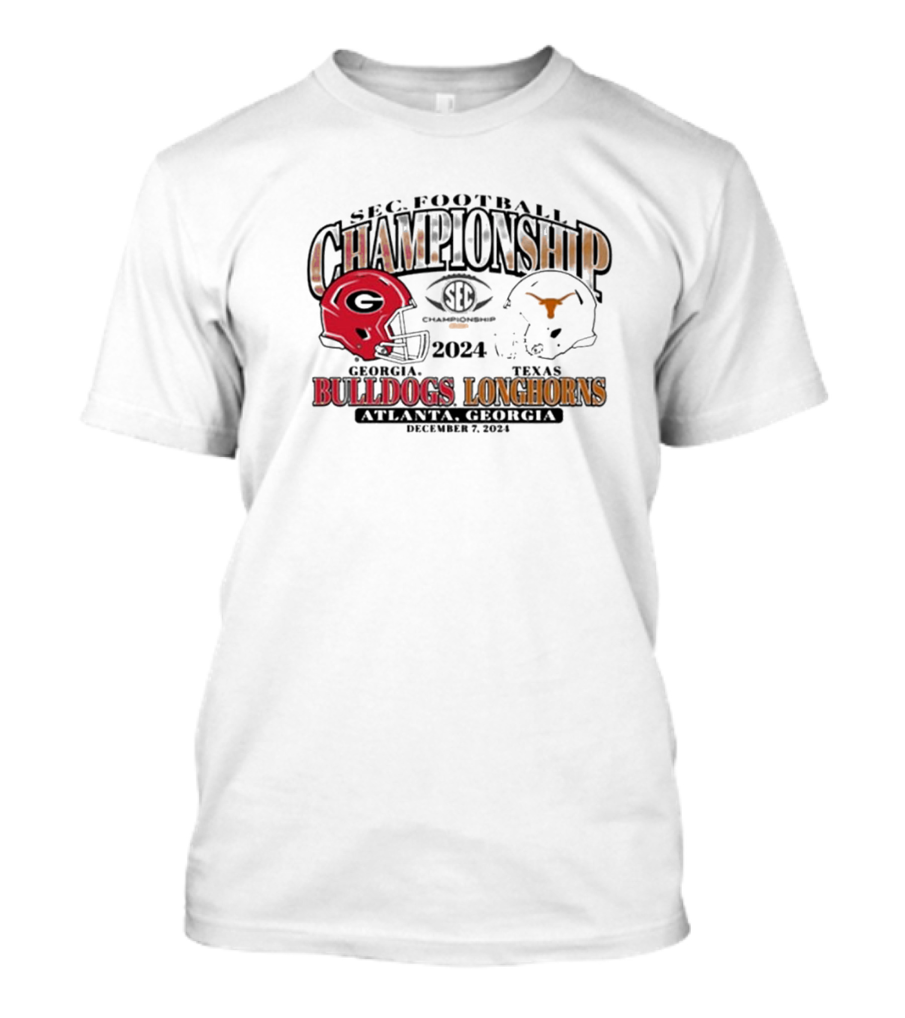 Georgia Bulldogs Vs Texas Longhorns SEC Football Championship 2024 Atlanta December 7 T-Shirt