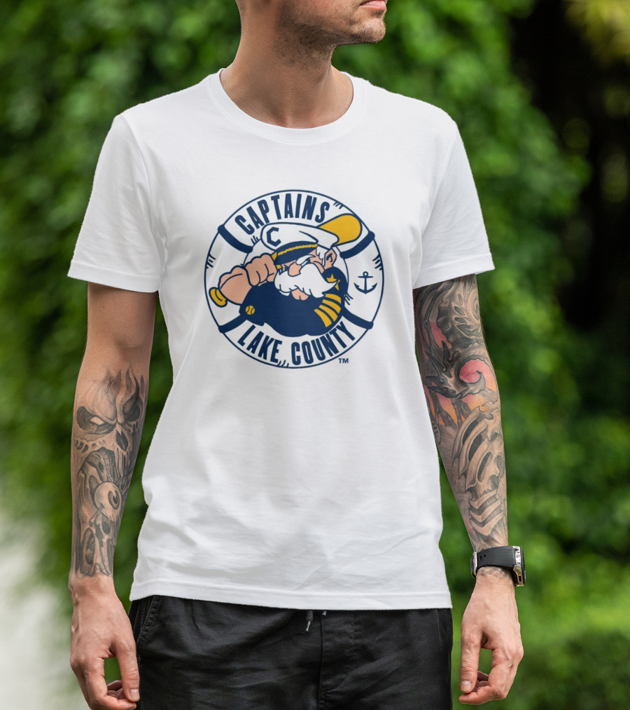 Captain Lake County Anchored Character Captains T-Shirt
