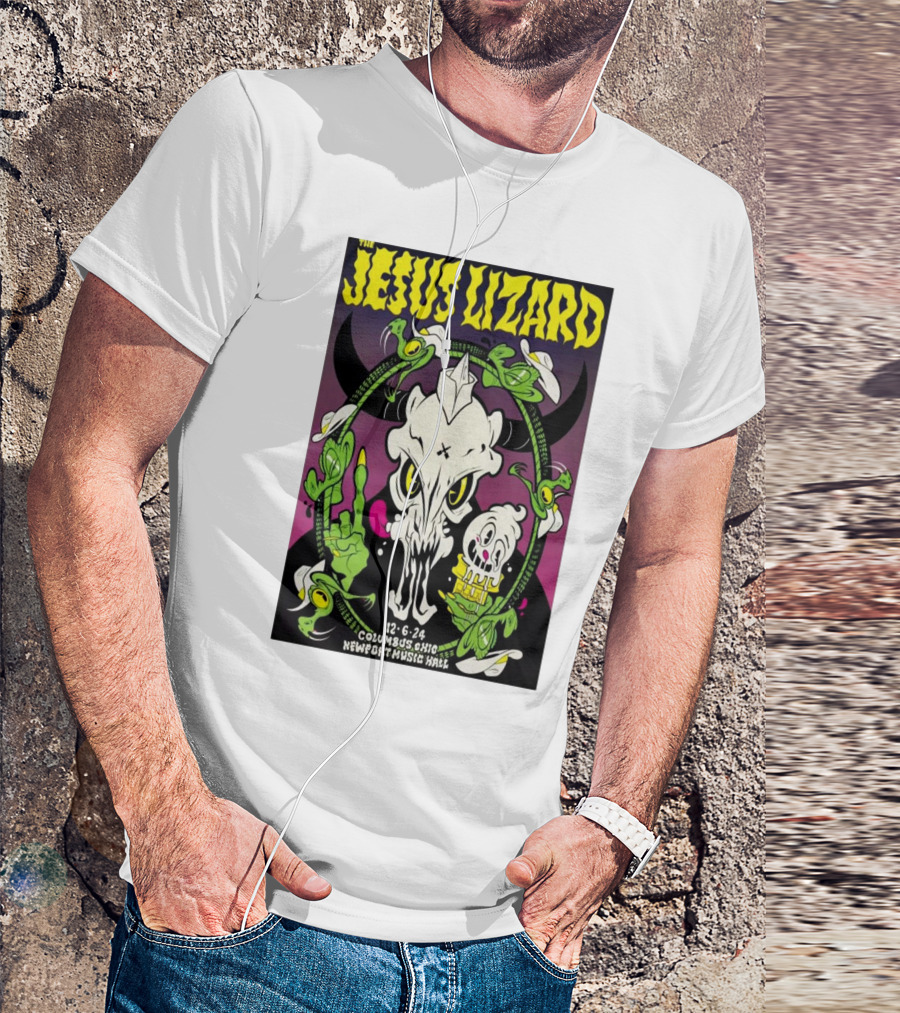 The Jesus Lizard Columbus Ohio December 6 2024 Newport Music Hall Skull And Flowers T-Shirt