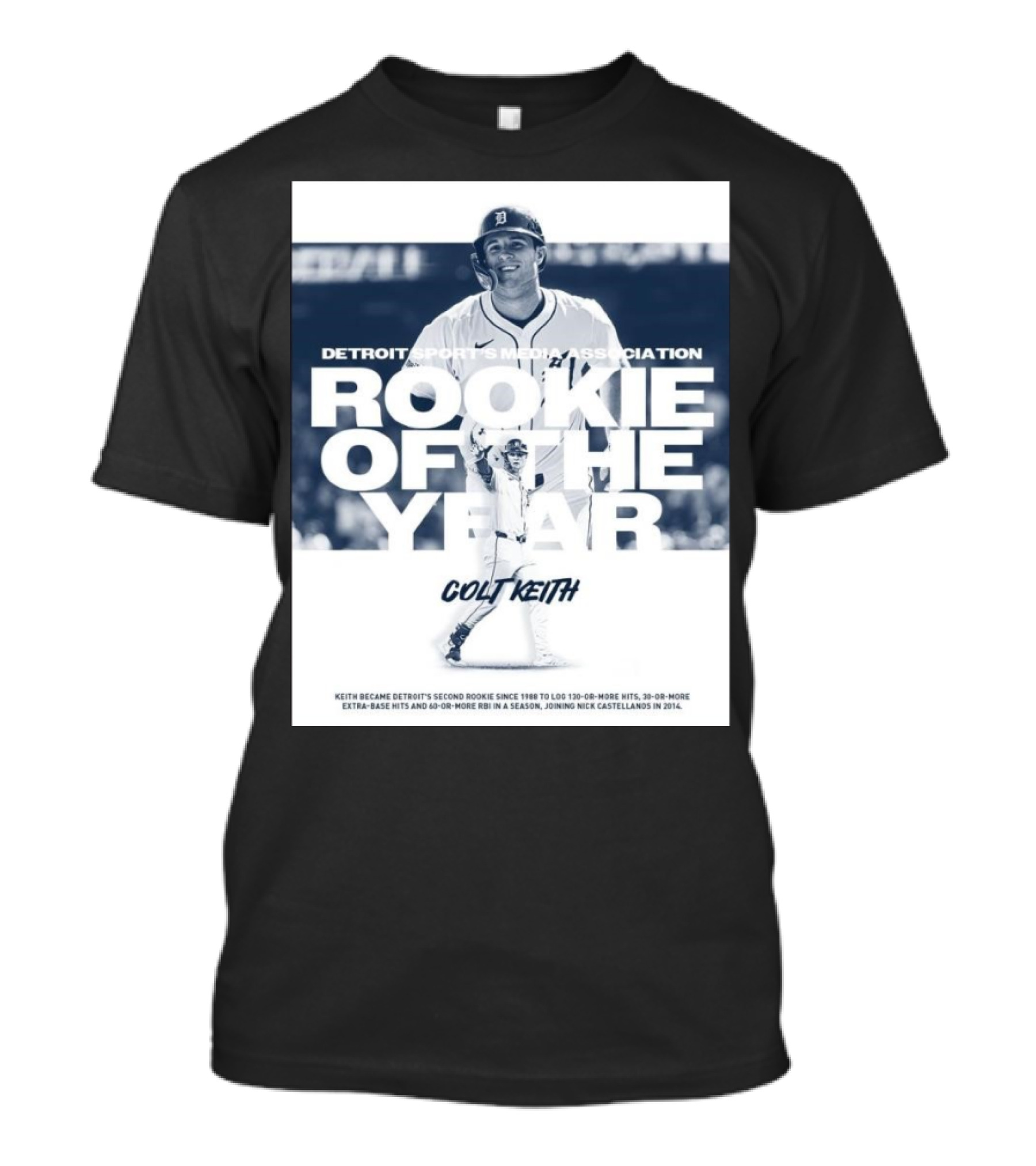 Detroit Tigers Rookie Of The Year Colt Keith Detroit Sports Media Association T-Shirt