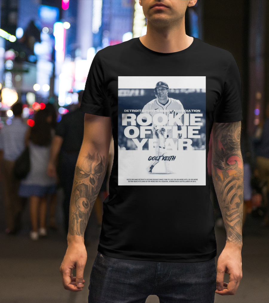 Detroit Tigers Rookie Of The Year Colt Keith Detroit Sports Media Association T-Shirt
