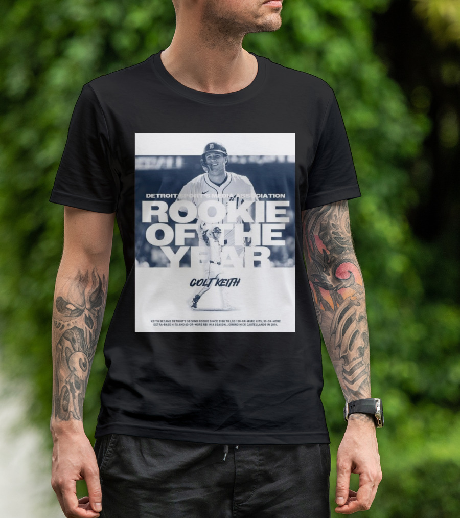 Detroit Tigers Rookie Of The Year Colt Keith Detroit Sports Media Association T-Shirt