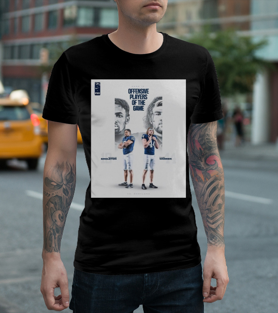 Game 12 Offensive Players of the Game Singleton Warren Penn State Nittany Lions vs Maryland T-Shirt
