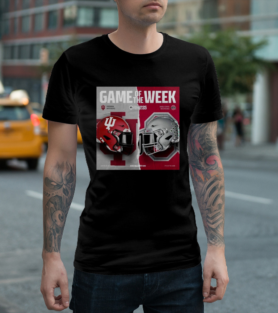 Game Of The Week Indiana Hoosiers Vs Ohio State Buckeyes College Football 25 Helmet Matchup T-Shirt