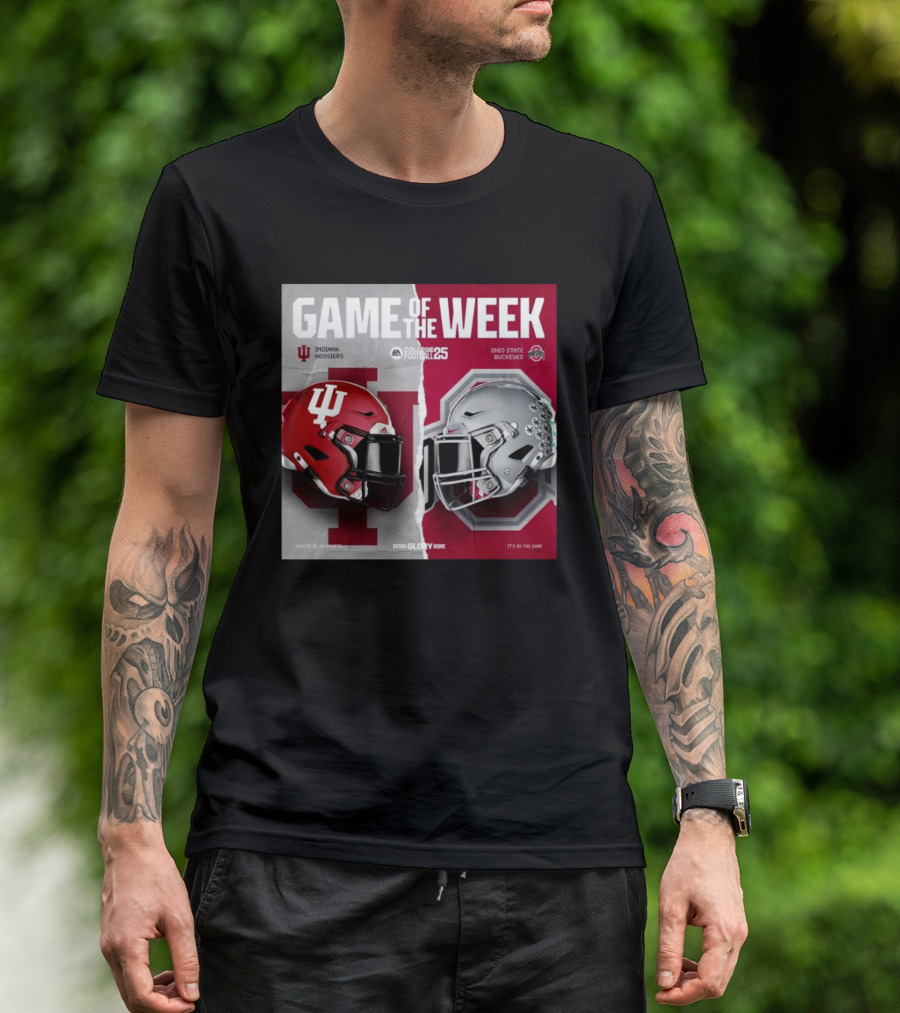 Game Of The Week Indiana Hoosiers Vs Ohio State Buckeyes College Football 25 Helmet Matchup T-Shirt