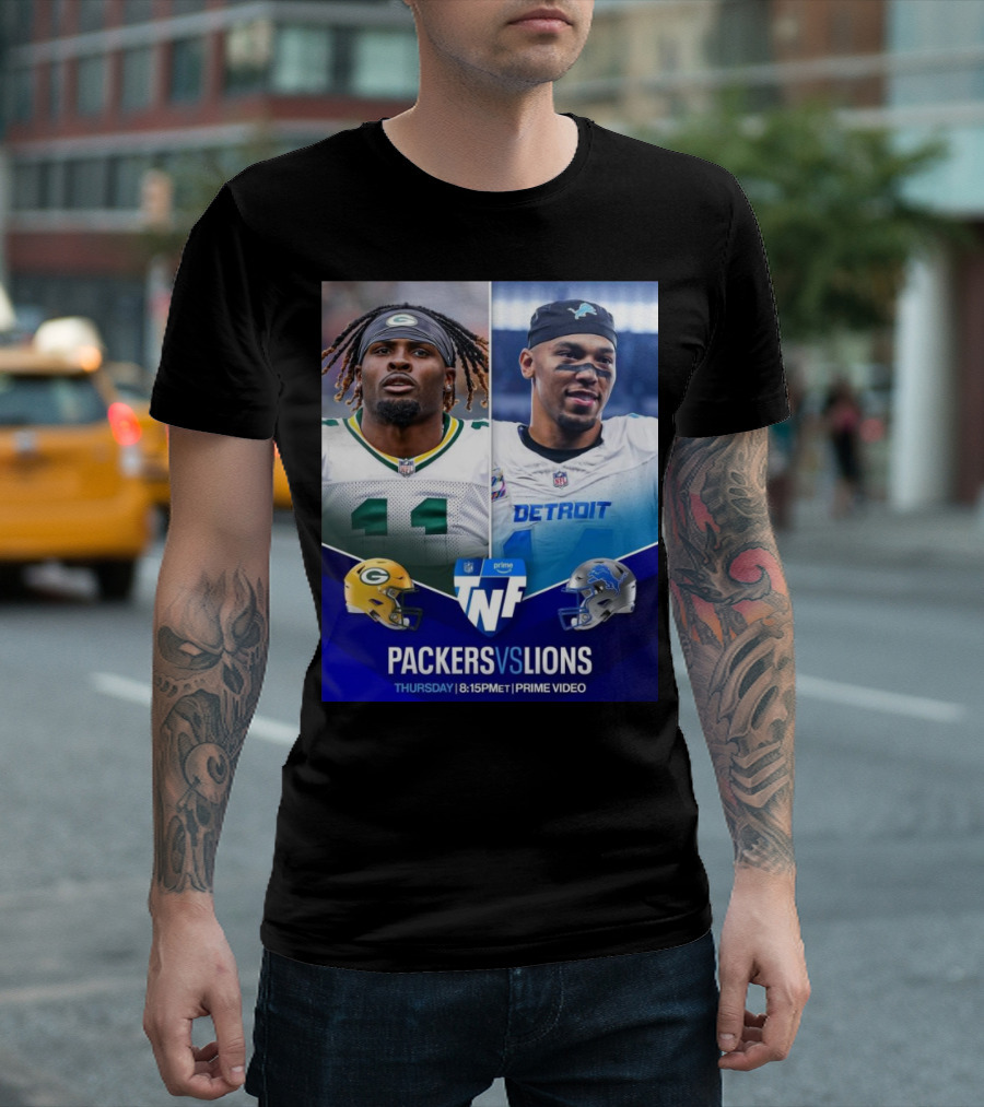Packers vs Lions NFL Thursday Night Football 8:15 PM ET Prime Video T-Shirt