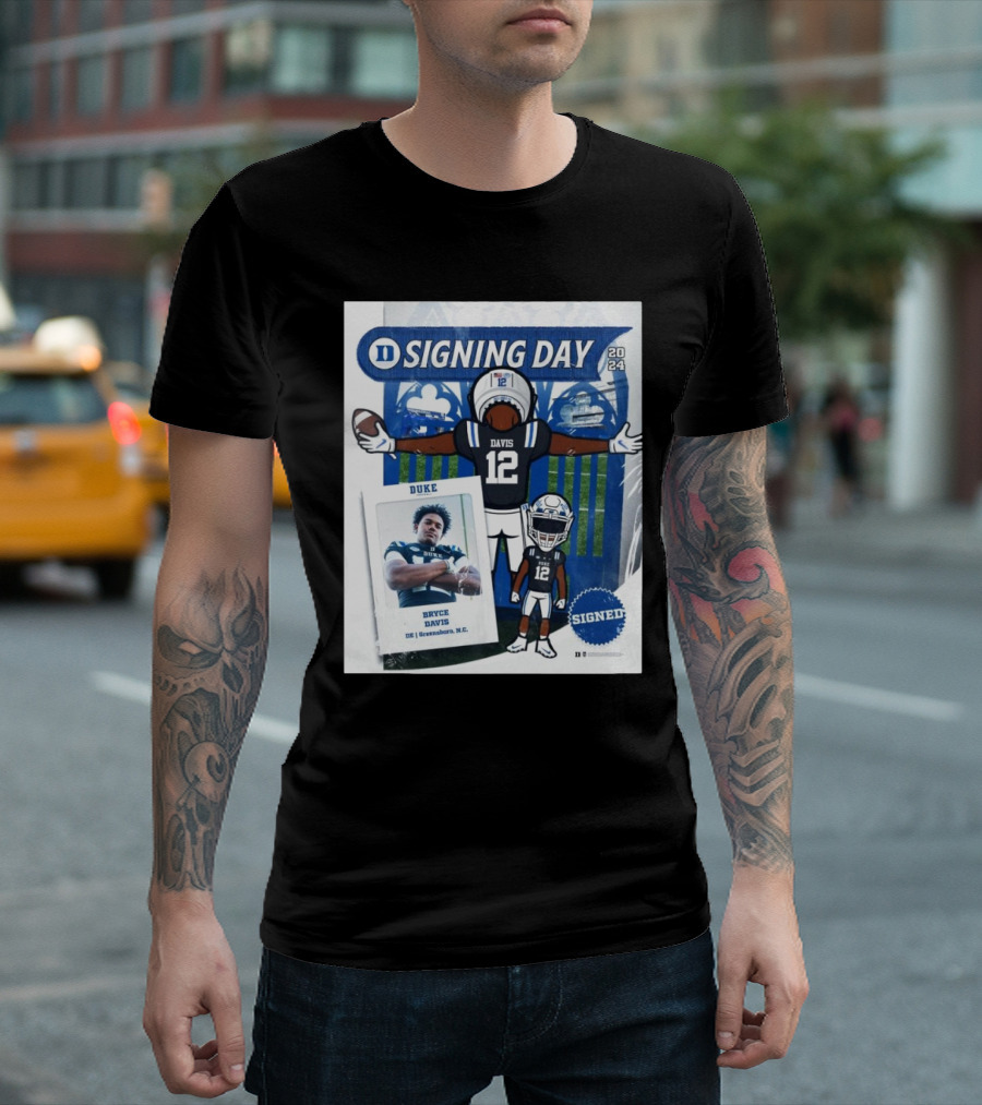 Duke Signing Day 2024 Bryce Davis DE Greensboro NC Signed T-Shirt