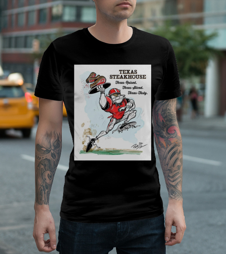 Georgia Bulldogs Texas Steakhouse Texas-Raised Texas-Sliced Texas-Tasty T-Shirt