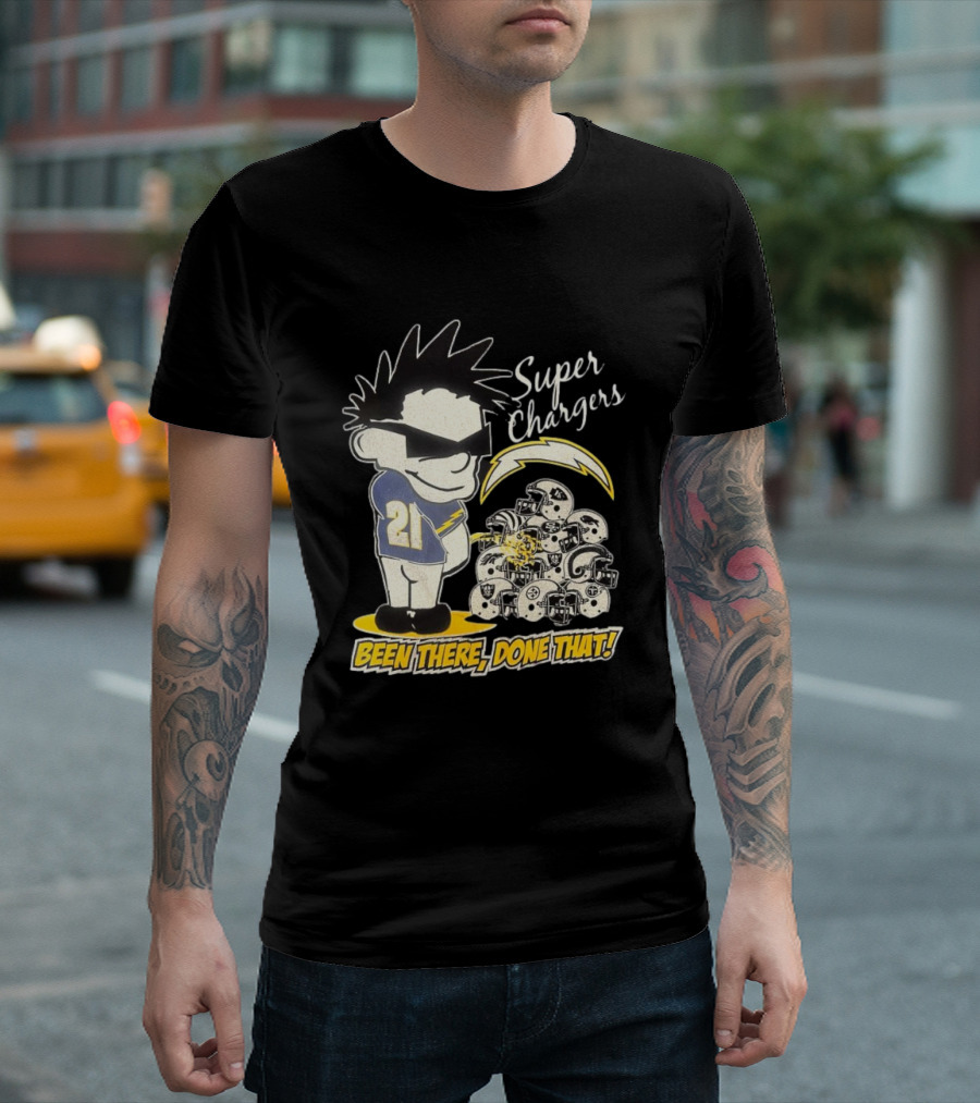 Los Angeles Chargers Super Chargers Been There Done That Vintage 21 Player Helmets T-Shirt