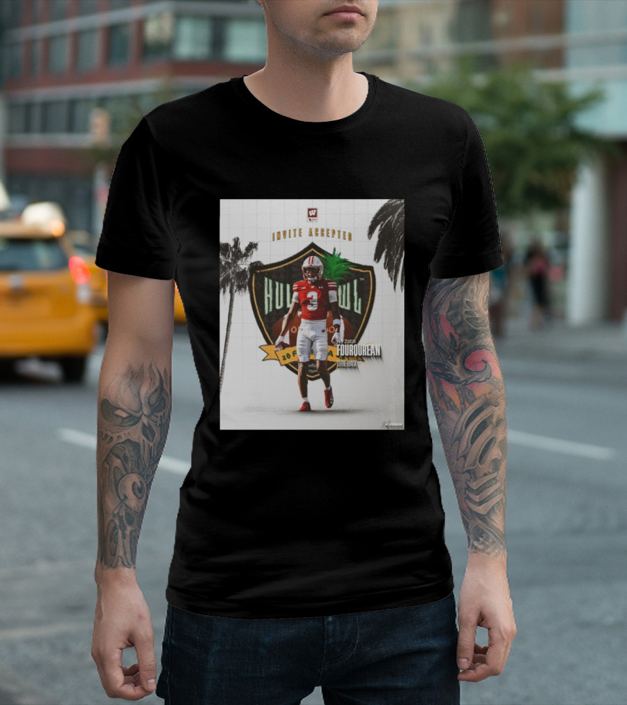Invite Accepted Nyzier Fourqurean Wisconsin Badgers Cornerback 2025 Hula Bowl T-Shirt