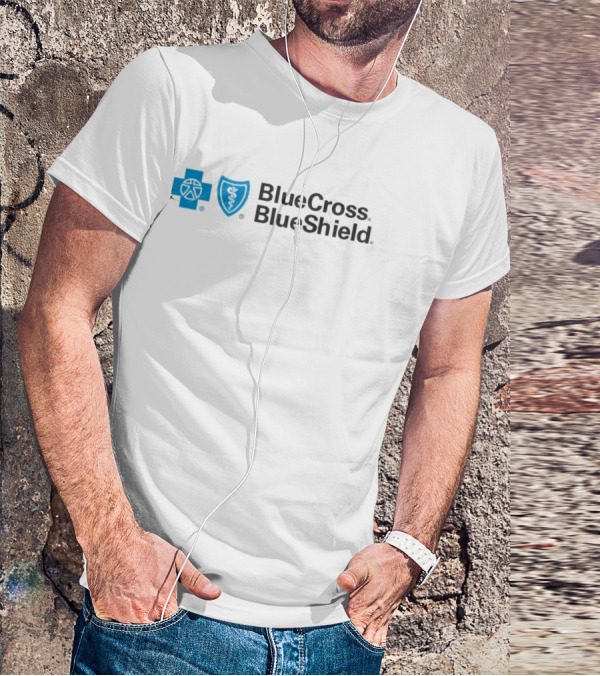 Blue Cross Blue Shield Logo With Connecticut New York Missouri Coverage T-Shirt