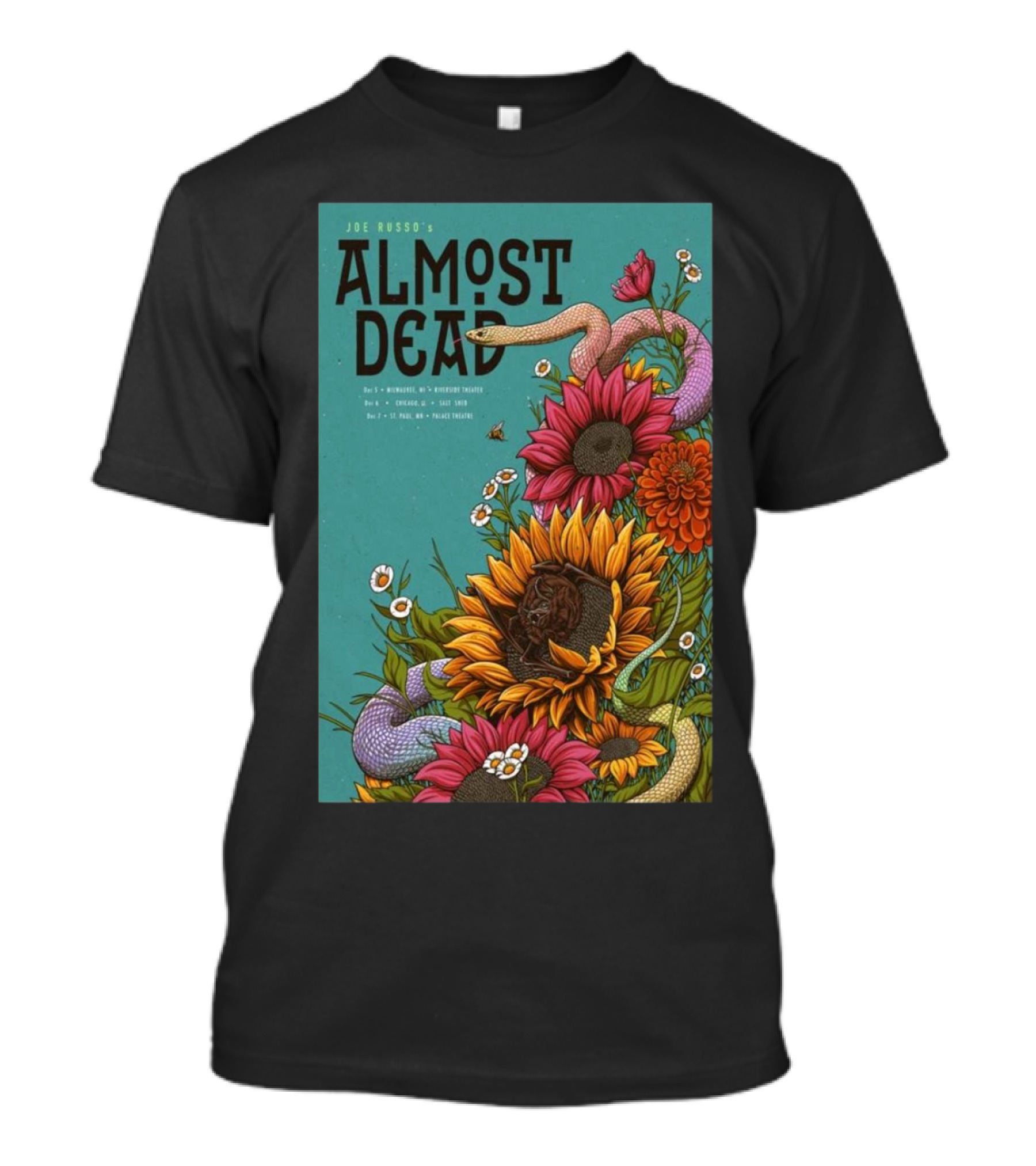 Joe Russo’s Almost Dead Tour Vibrant Floral And Snake T-Shirt